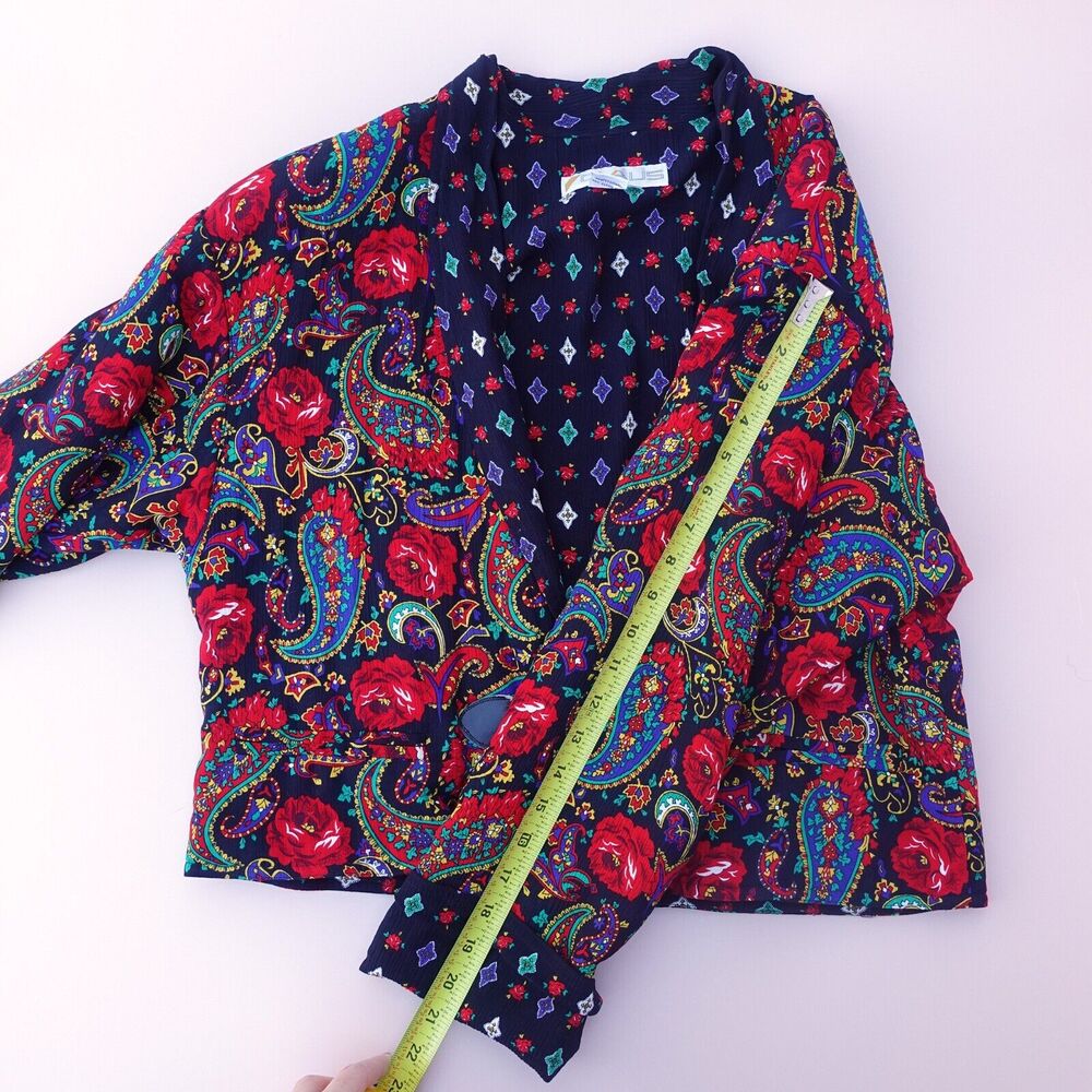 Vtg Chaus Bolero Jacket Crop Multicolor Paisley Boho Indie 90s Retro Women's M - Picture 7 of 10